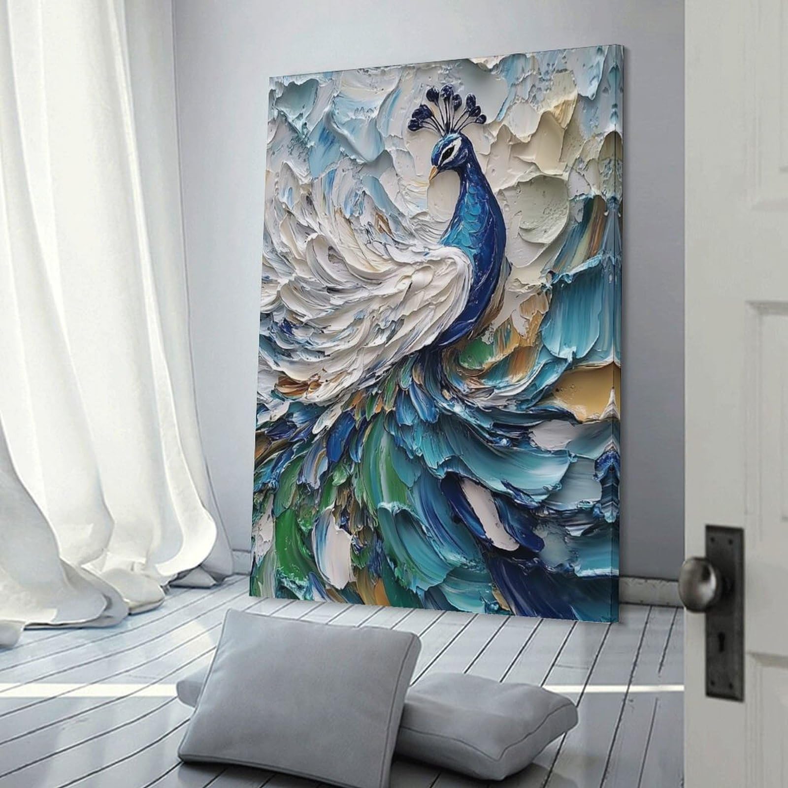 Junmoney Home Decor Wall Art Peacock Painting, 20x30inch(50x75cm), for Gallery Wall Decor And Room Displays, An Easy Match for Collected Prints