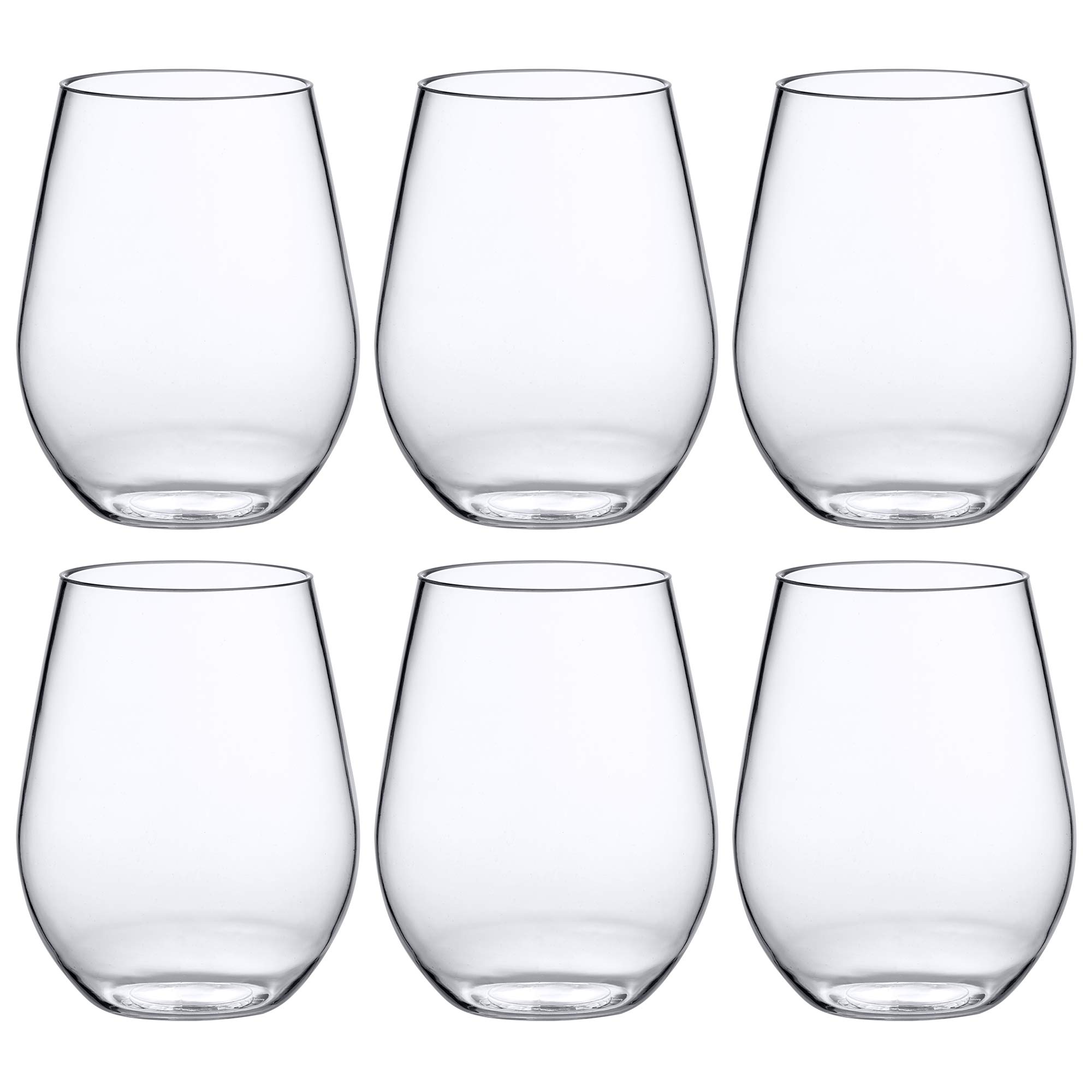 Amazing Abby - Cynthia - Copas de vino irrompibles de Tritan de 20 onzas (juego de 6), vasos de vino de plástico sin tallo, reutilizables, sin BPA, aptos para lavavajillas, perfectos para piscina, al