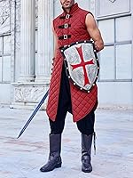 Vista 3 de Runcati Chaleco acolchado Gambeson sin mangas Aketon Armor Medieval Knight Surcoat Halloween LARP vestido de disfraz