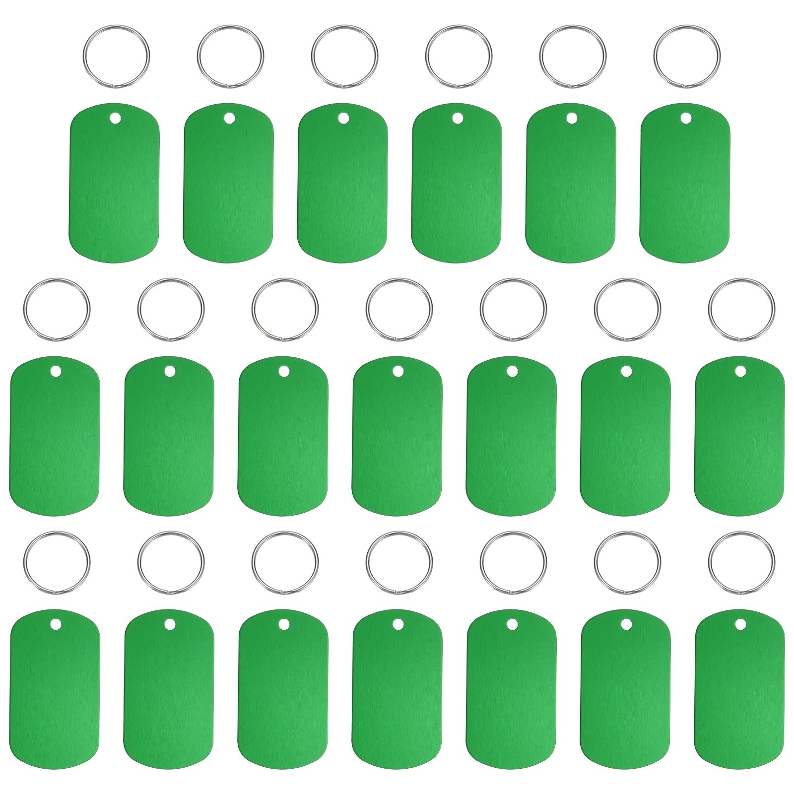 sourcing map Pet ID Tags, Personalized Dog Cat Tag Stainless Steel Aluminum Rectangle Engraved Blank with Key Ring 50 x 29mm, (Green, 20 Pcs), Intended for Dog/Cat/Name/Pendant Crafts