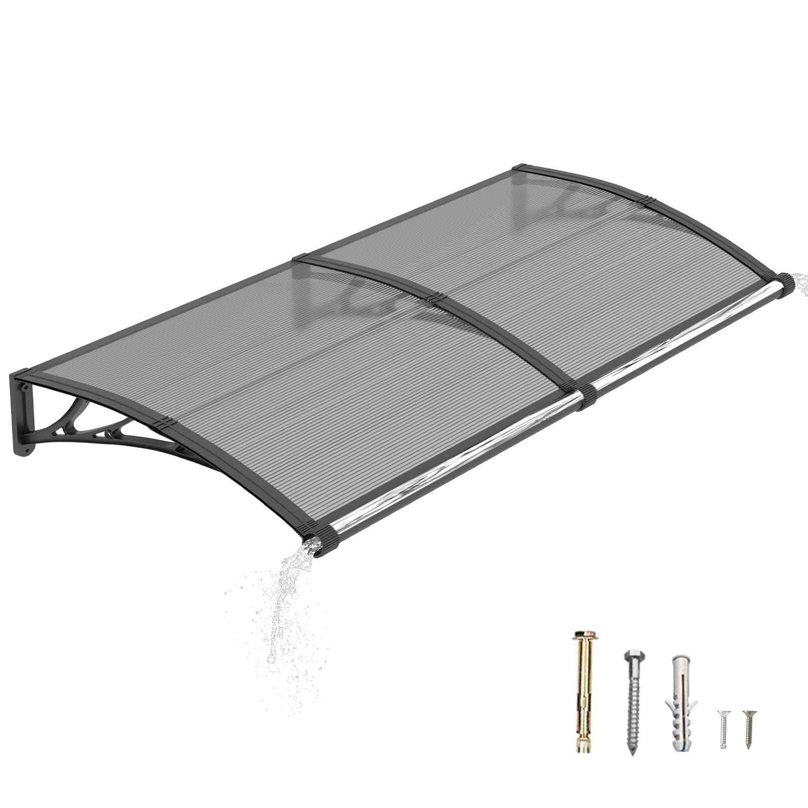 Marquesina Puerta Exterior 80 x 150 cm – Marquesina Exterior con Drenaje de Policarbonato y Soportes de ABS, Protección contra Lluvia, Nieve y Rayos UV para Puerta, Ventana y Terraza
