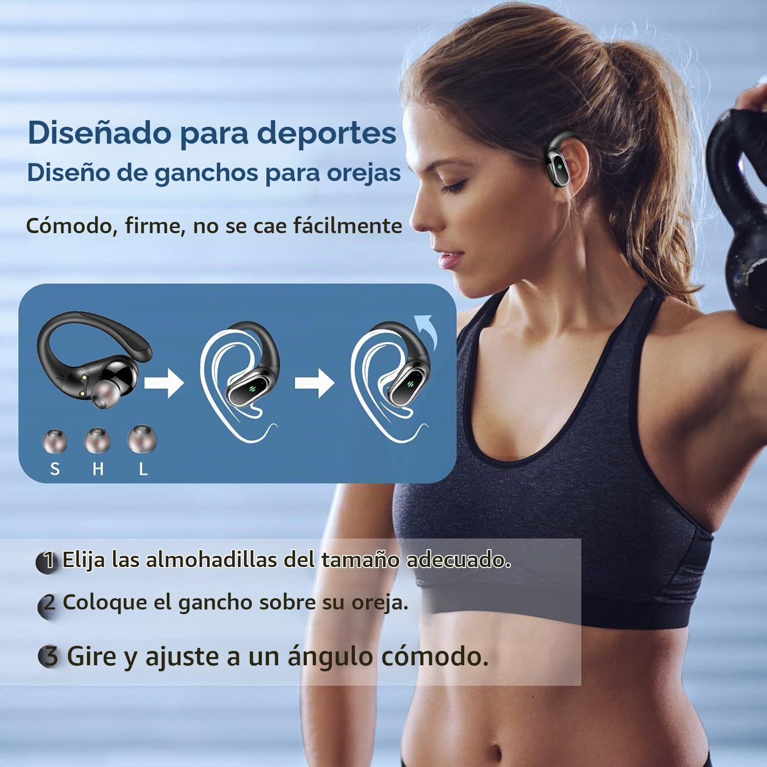 Auriculares inalámbricos Bluetooth Deportivos, Auriculares Bluetooth 5.4 HiFi Estéreo con 4 HD Mic, 50H Cascos Inalambricos con Cancelacion Ruido ENC, IP7 Impermeable Cascos para Running/Pantalla LED
