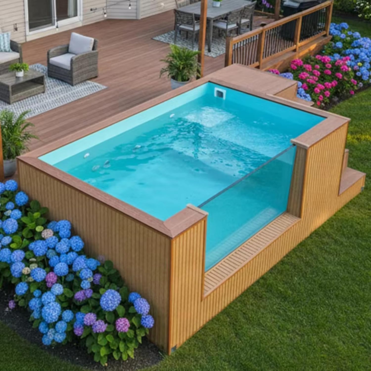 Modular Container Swimming Pool for Backyard Installation, Prefabricated Above Ground Outdoor Pool with Optional Heater and Filter, Suitable for Garden Relaxation