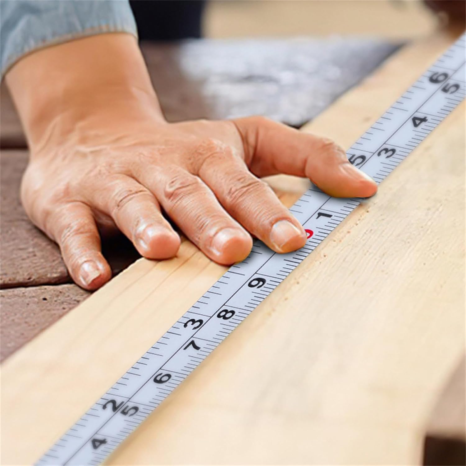 Self-Adhesive Measuring Tape Inch & Metric Double Scale Workbench Ruler Adhesive Tape Measure Rust-Proof Ruler Portable Stainless Steel Workbench Ruler, 1M forward