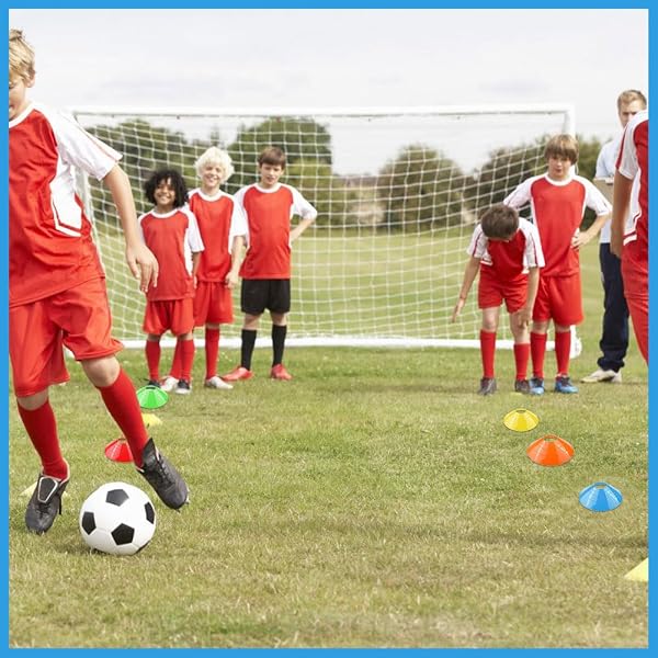 Plot Sport - Lot de 15 Cônes d'Entraînement en PE Souple - 5 Couleurs Vives - pour Football, Rugby, Fitness et Entraînement - 4
