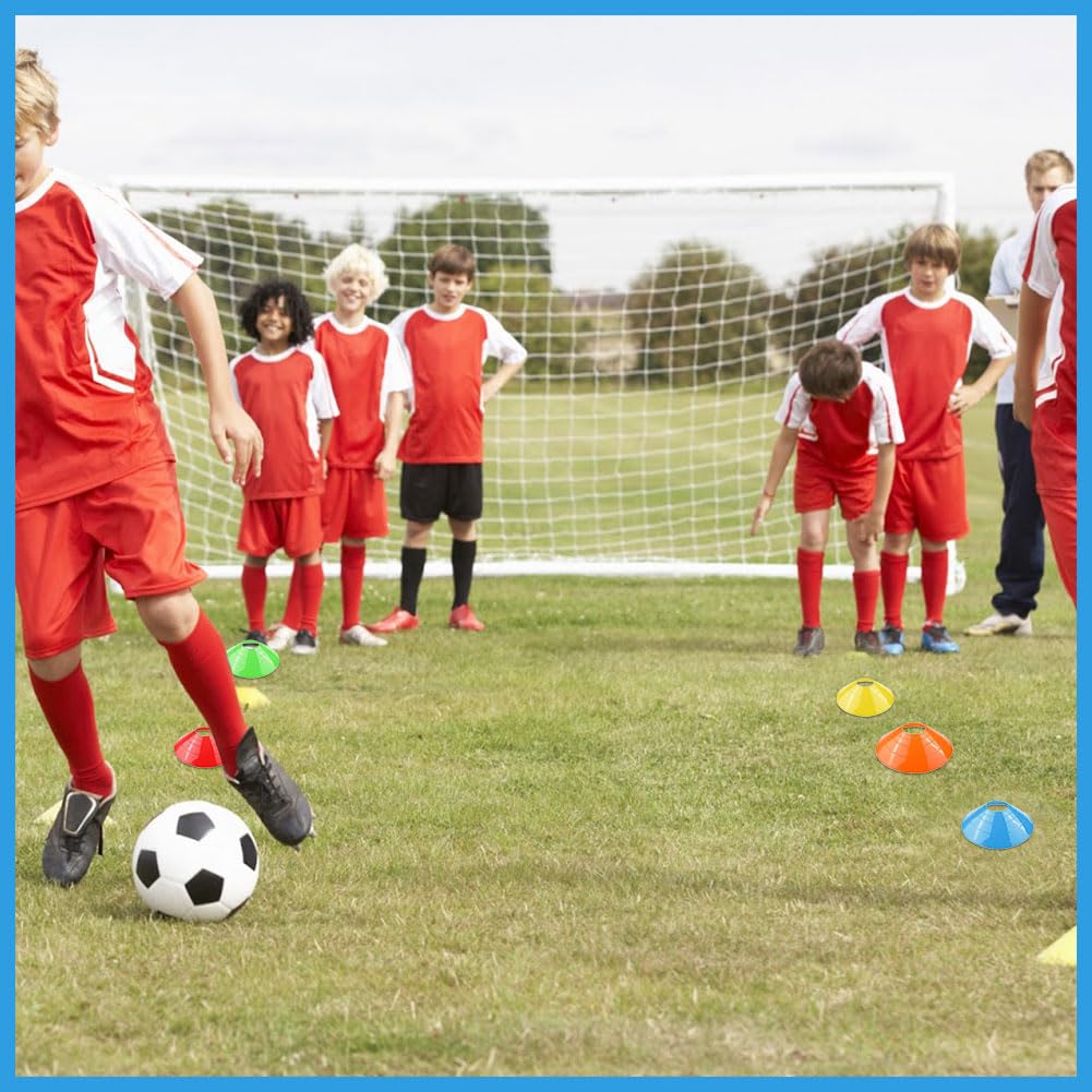 Plot Sport - Lot de 15 Cônes d'Entraînement en PE Souple - 5 Couleurs Vives - pour Football, Rugby, Fitness et Entraînement - 4