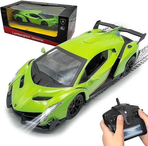 Miniatura 1 de QUN FENG Lamborghini - Auto de juguete Lambo a escala 124, auto de juguete con licencia oficial de autos a control remoto con luz de 2.4Ghz modelo