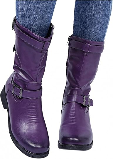 Amazon.com: Niceast Botas de vaquero para mujer, tacón cuadrado, botas  planas, cálidas, de tubo medio, informales, punta redonda, botines sin  cordones : Ropa, Zapatos y Joyería