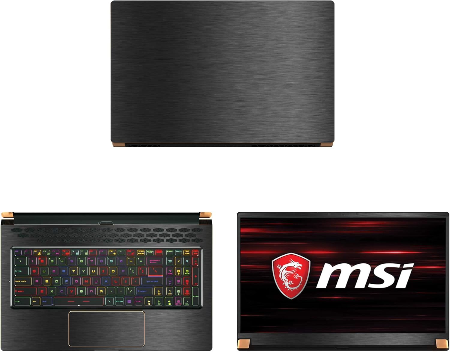 Decalrus - Protective Decal for MSI GS75 Stealth (17.3" Screen) Laptop Dark Grey Texture Brushed Aluminum Skin case Cover wrap BAmsiGS75_17Dark Grey