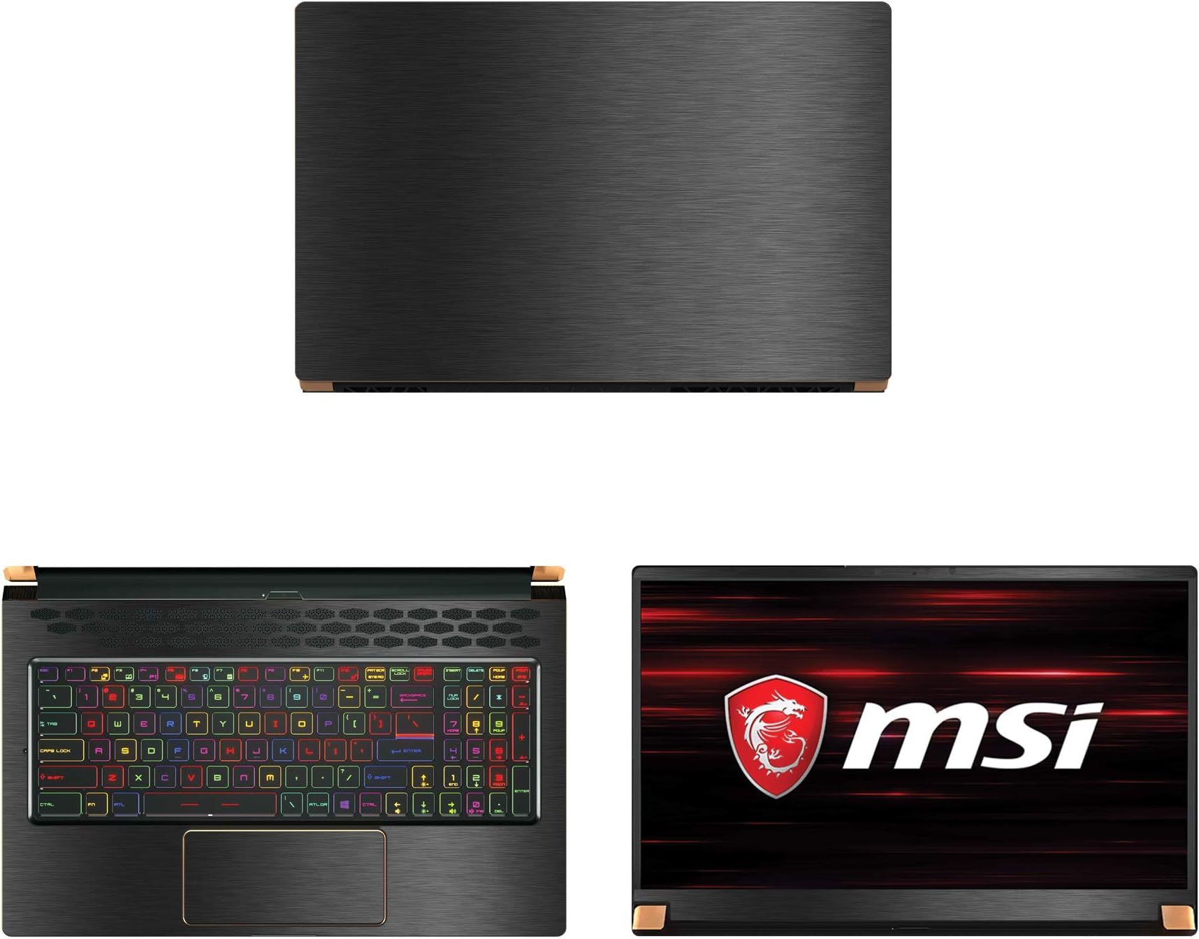 Protective Decal for MSI GS75 Stealth (17.3" Screen) Laptop Dark Grey Texture Brushed Aluminum Skin case Cover wrap BAmsiGS75_17Dark Grey