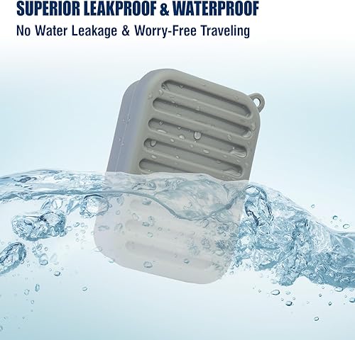 Miniatura 3 de Estuche de jabón de viaje a prueba de fugas (jabón no incluido), relleno de calcetines, contenedor de jabón de barra de silicona con drenaje,