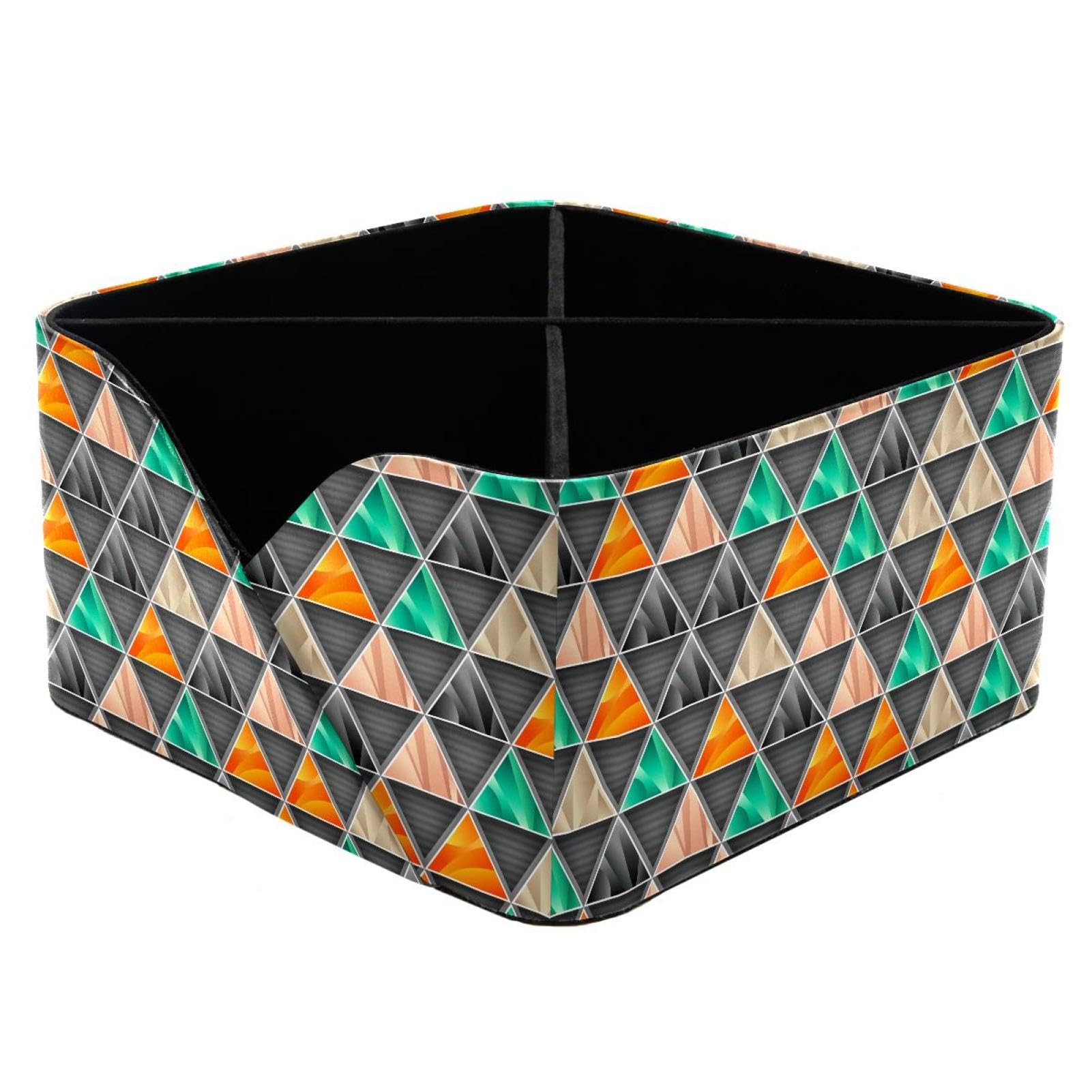 KengjuTesu Abstract Triangle Prints Desktop Organizer Pen Holder, Rectangular Pencil Cup for Office, Study and Makeup Stations