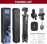 Vista 8 de EVUMO HF3 Trípode horizontal para cámara y iPhone, trípode de cámara elevado de 65 pulgadas y monopod 2 en 1 con control remoto y soporte