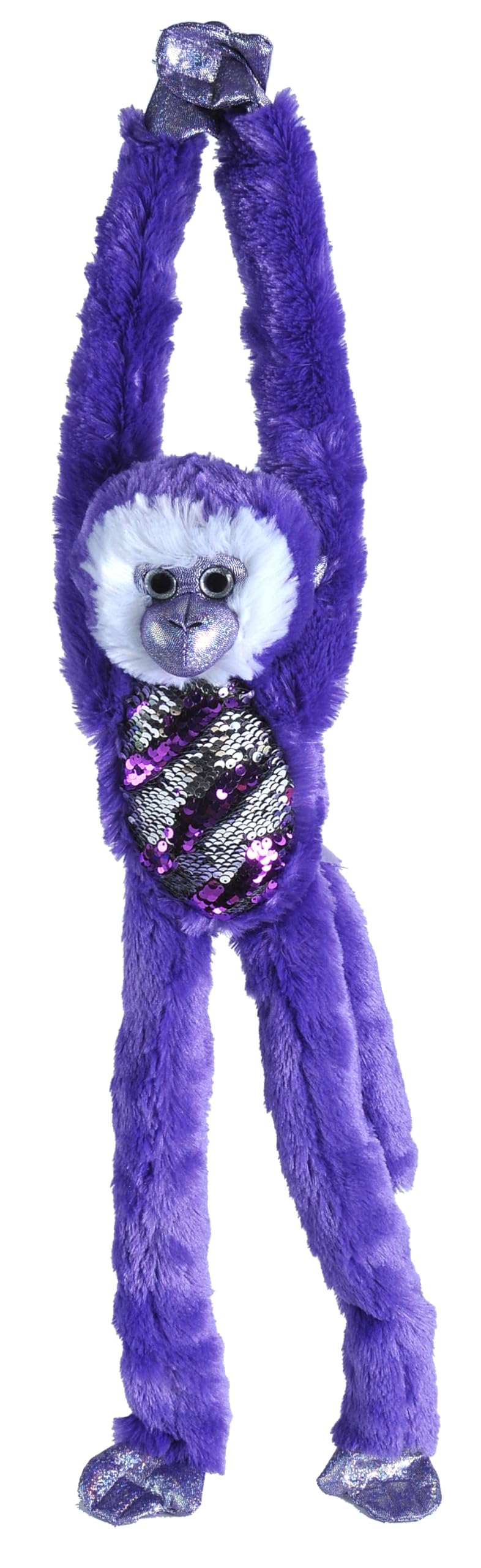 Wild Republic Sequin Monkey Plush, Stuffed Animal, Sensory Plush Toy, Gifts for Kids, Green, 22 inches, Purple