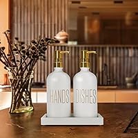 Vista 4 de Soap Dispenser Set, Contains Hand Soap Dispenser and Dish Soap Dispenser for Kitchen， Glass Soap Dispenser with Stainless Steel Pump，for Luxury Gold