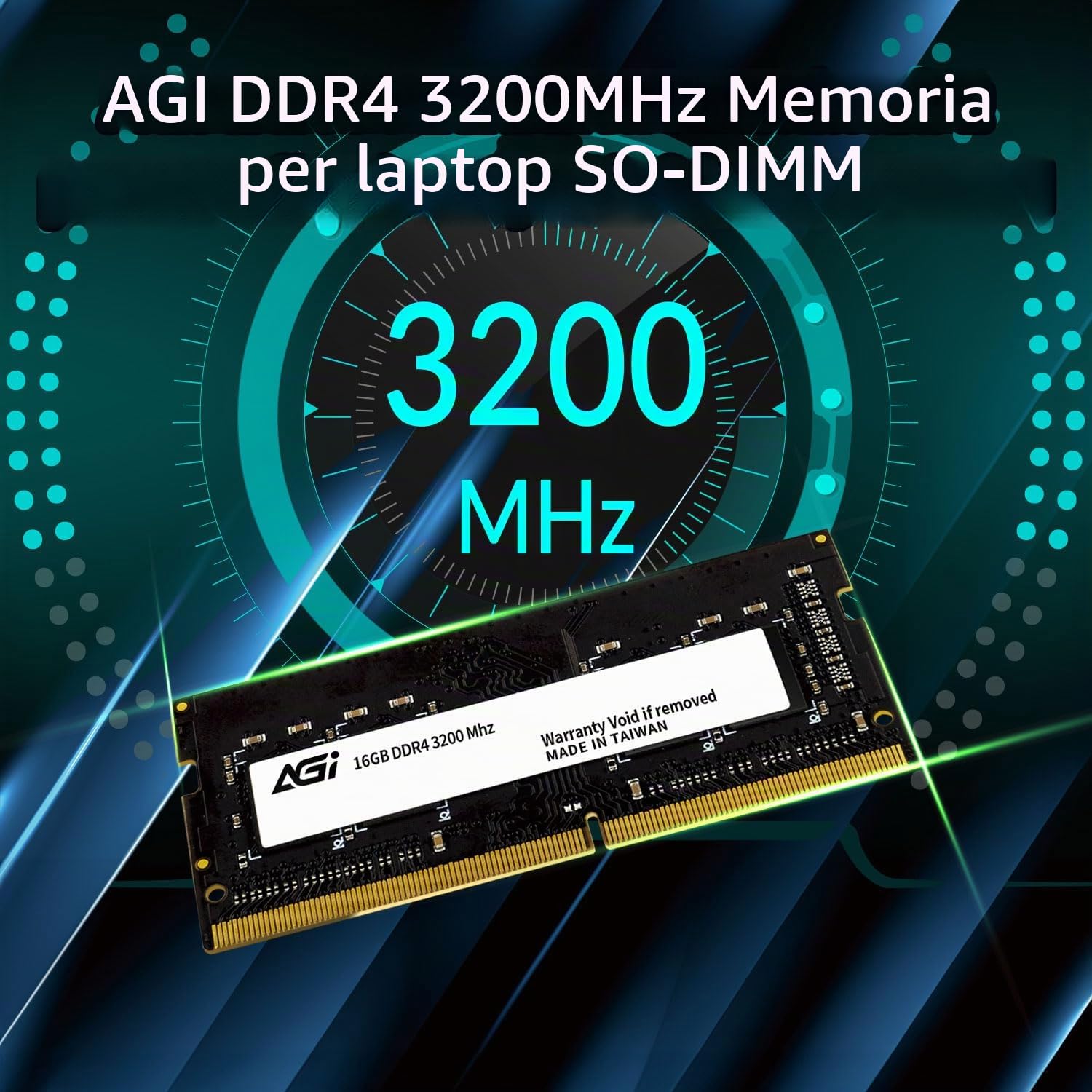 AGI SD138 16GB RAM DDR4 Modulo Memoria SO-DIMM 260 Pin 3200MHz Laptop