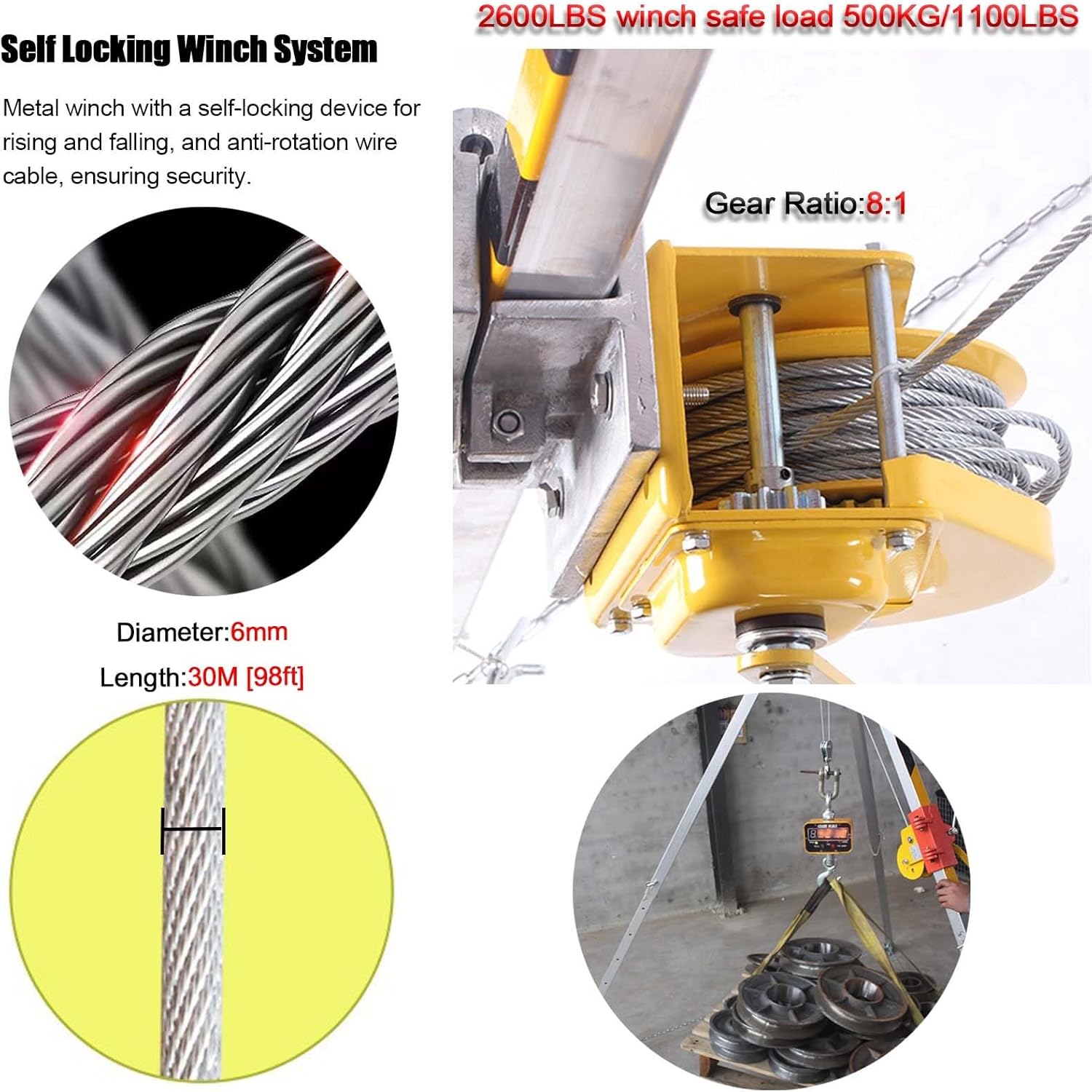 Emergency Rescue Tripod Kit with Self-Locking Winch | Fall Prevention & Lifting Device for Confined Spaces, Elevated Areas, Cliffs, Wells, and Towers