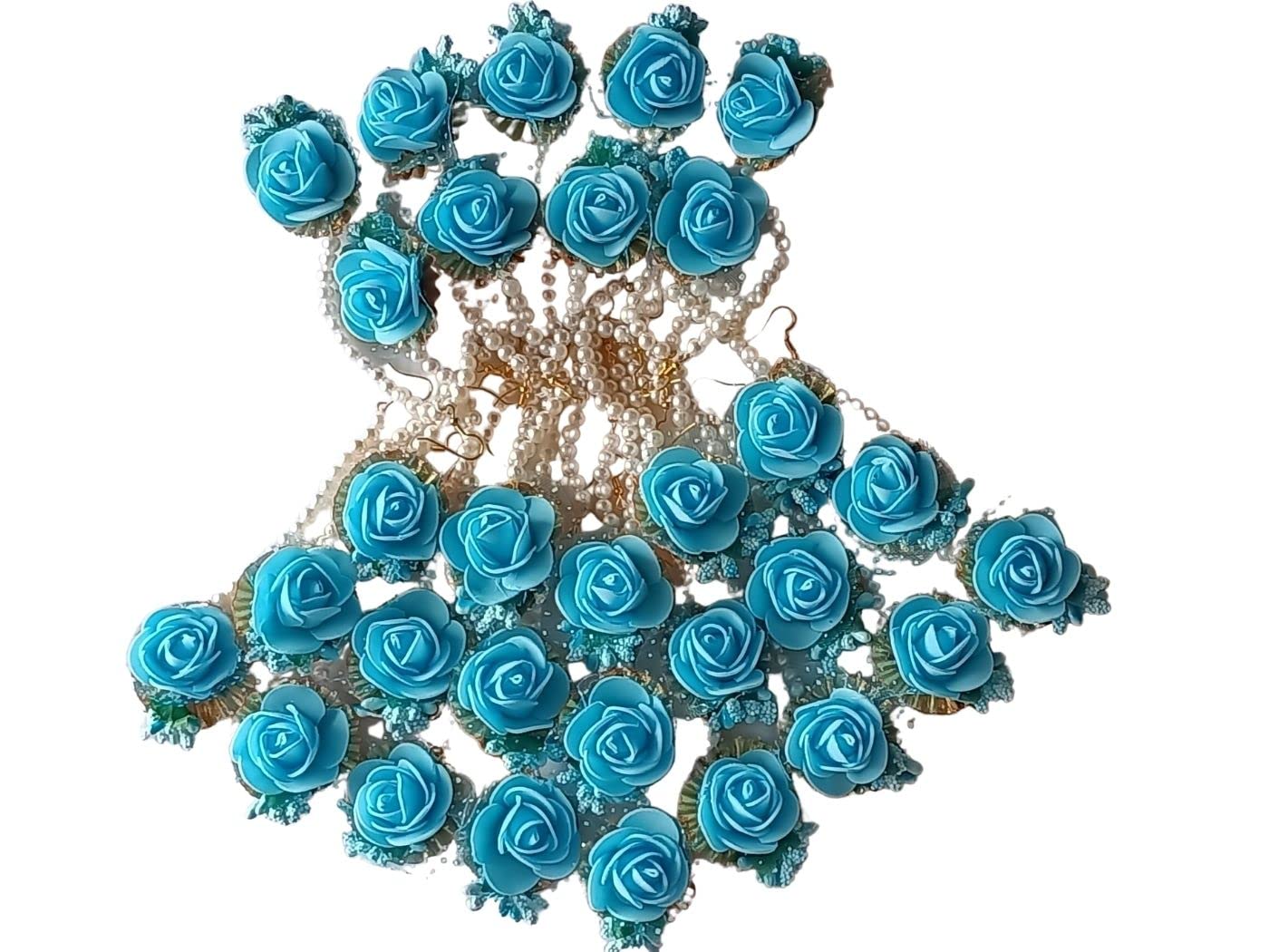 Flower Maang Tikka Jewellery for Wedding/Baby Shower/Haldi/Mehandi/Party - (Pack of 30) (Sky Blue) (B0C1L18176) Amazon Price History, Amazon Price Tracker