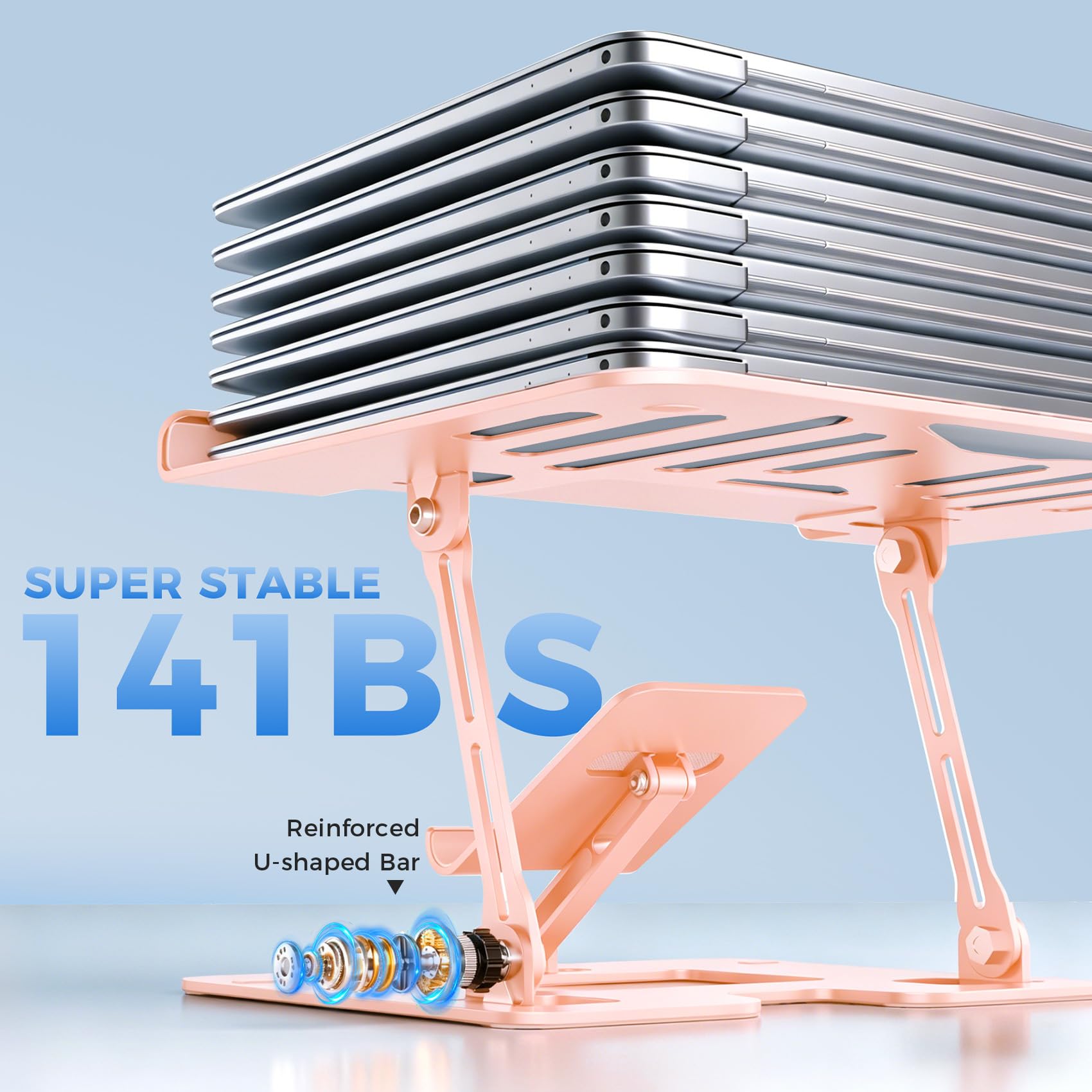 Supporto regolabile per computer portatile pieghevole per scrivania (rosa)