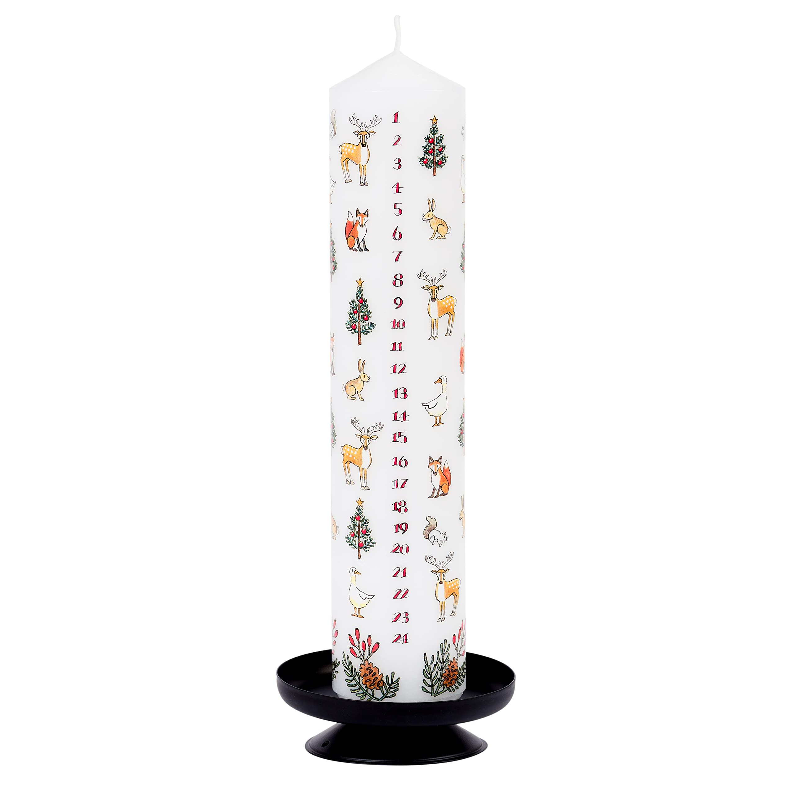 Alison GardinerWinter Wildlife Wax Christmas Advent Pillar Candle 50 Hours Burn Time 4.5 cm x 25.5 cm