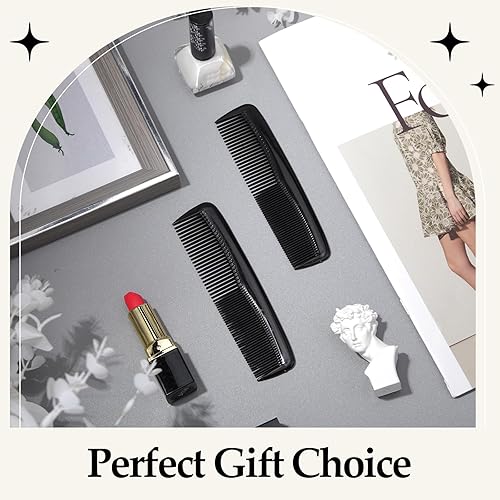 Miniatura 6 de Mimorou 150 peines para el cabello a granel, de plástico, color negro, con bolsillo, de 5 pulgadas, dientes finos y anchos para mujeres y hombres,