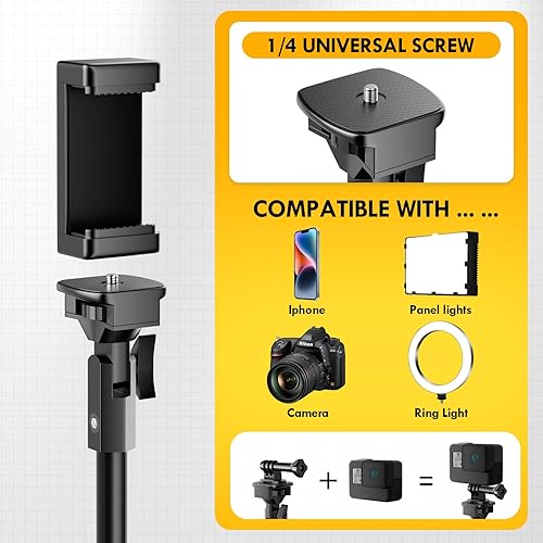 Miniatura 3 de EMART Trípode para iPhone con control remoto, trípode para teléfono celular, soporte vertical para selfie, ajustable de 52 pulgadas de alto,