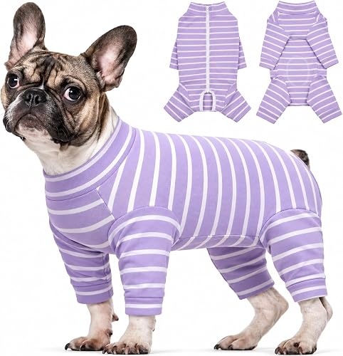 Kuoser Recovery Suit for Small Dogs After Surgery, Long Sleeve Dog Surgery Recovery Suit, Dog Onesie for Abdominal Wounds Skin Disease, Anti-Licking Pet Surgical Snugly Suit, Purple XS