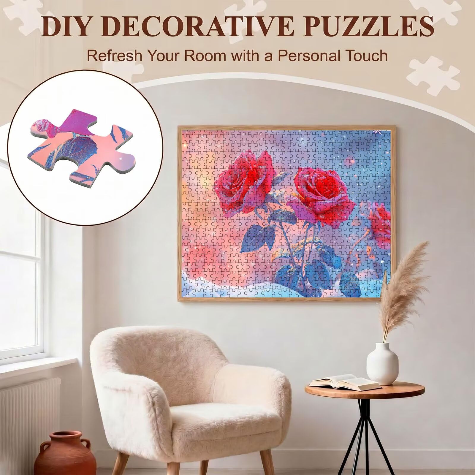 rose Nevicare Puzzle 1500 Pezzi per Adulti, Puzzle in Legno - Collezione Classica con Poster Incluso - Sfida di Concentrazione e Passatempo Antistress, Gioco Educativo per Famiglia, 87 x 57 cm f0-734