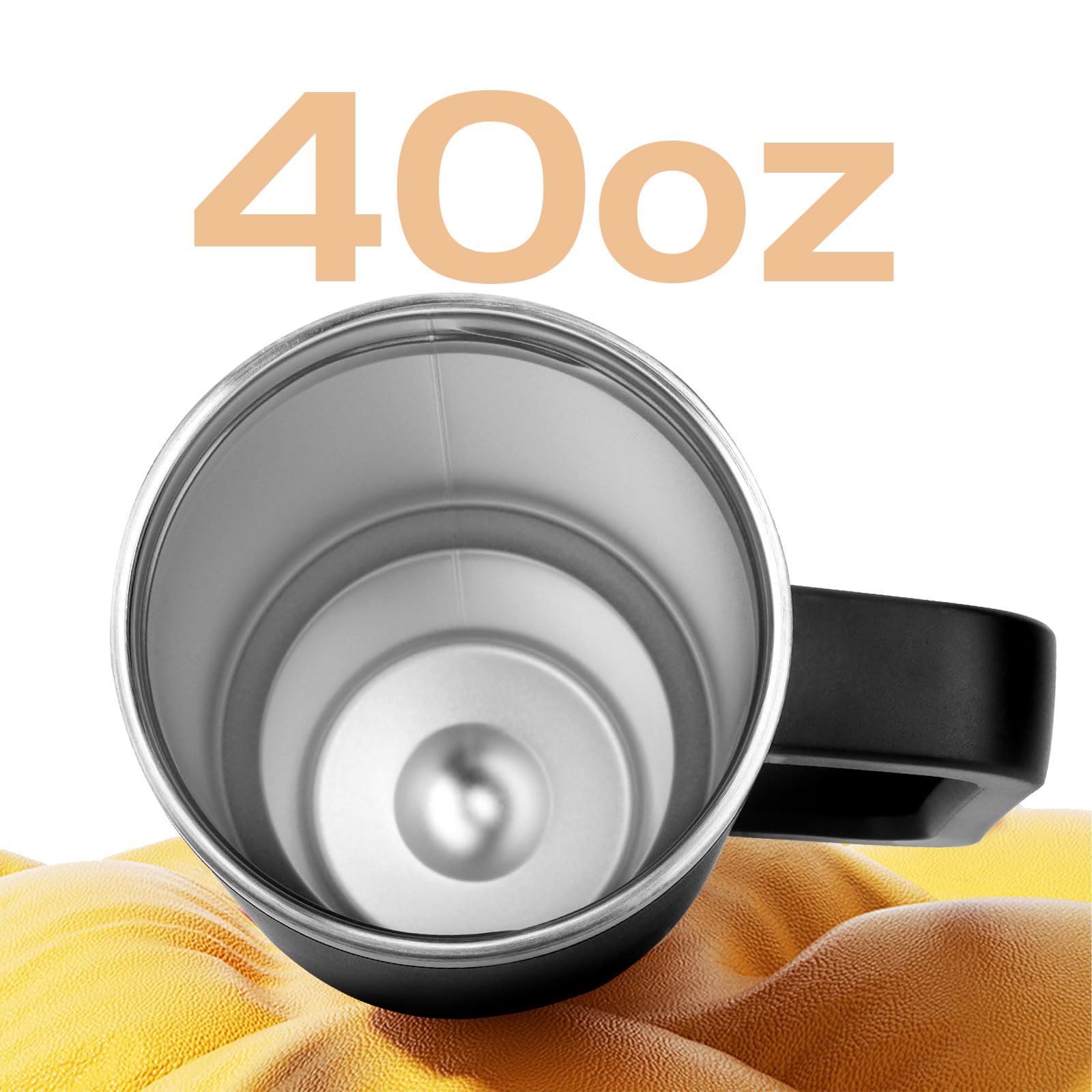 Bicchiere da 40 once in acciaio inossidabile isolato sotto vuoto, con coperchio e cannuccia, ideale per bevande calde/fredde, perfetto per caffè, tè, frullati, ecc. (nero)
