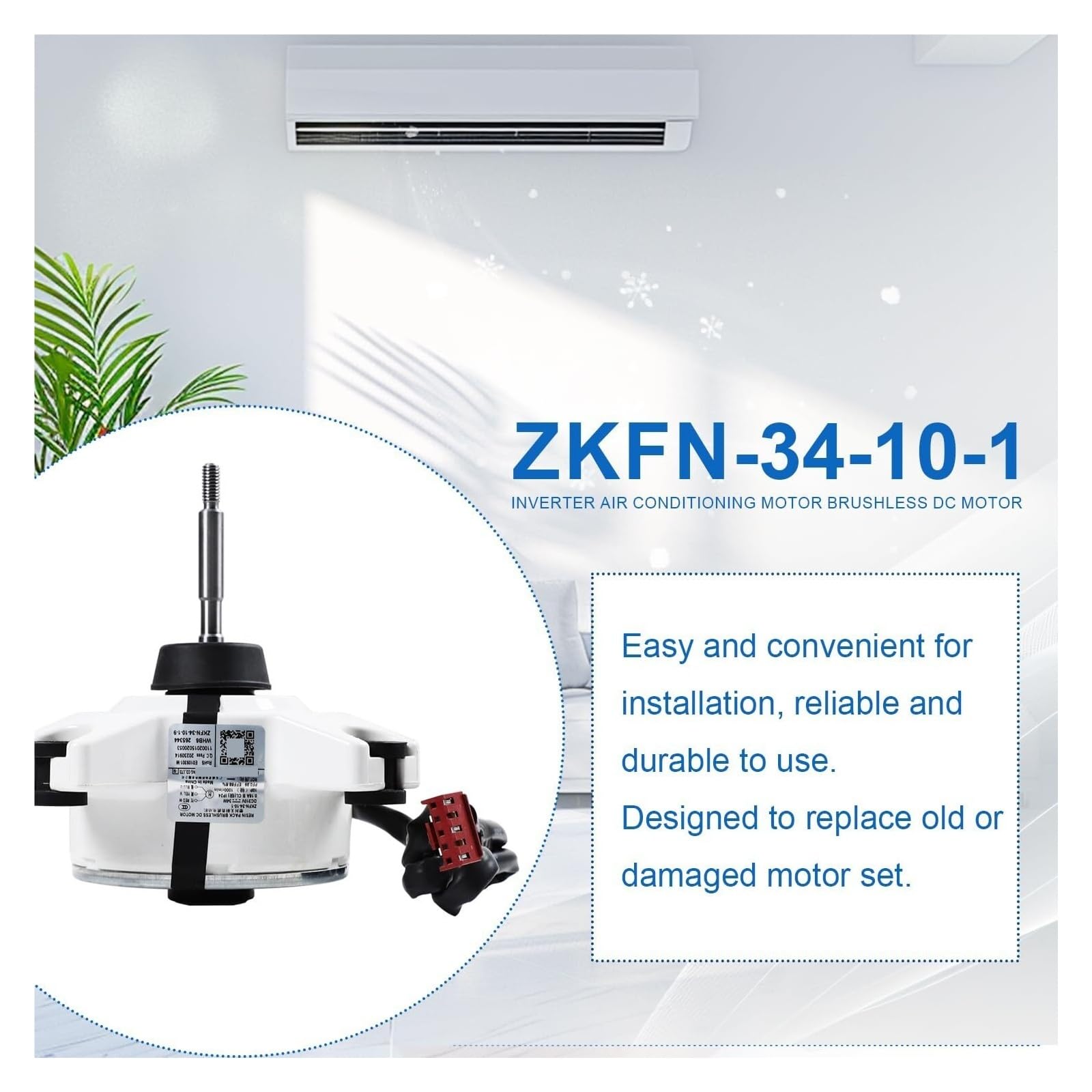 Kompatibel mit ZKFN-34-10-1, Inverter-Klimaanlagenmotor, bürstenlos, DC 310 V, 34 W, 0,16 A, 1000 U/min, externer Außenlüftermotor mit Variabler Frequenz
