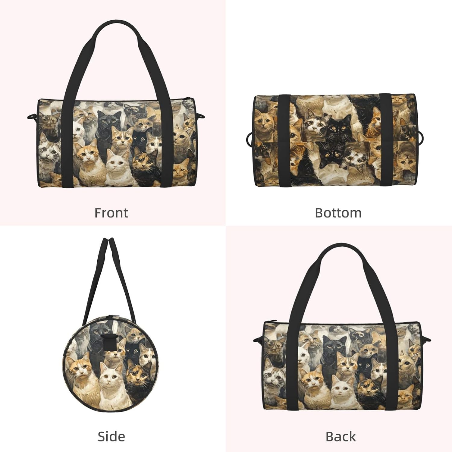 Cat Print Sports Tote Bag Lightweight Water-Resistant Gym Backpack Travel Supplies