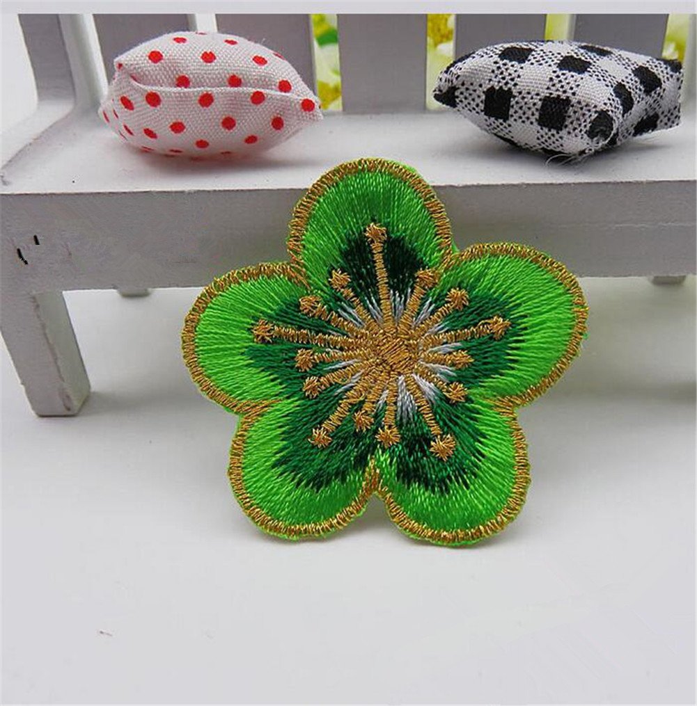Adornos para Ropa, Parches Bordados de Tela Flores(Green)