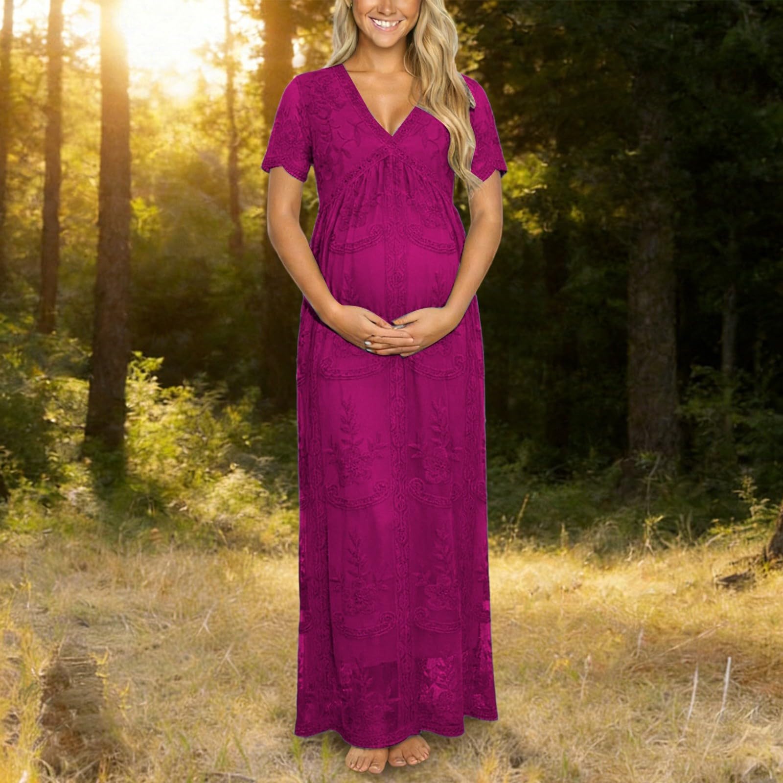 Vestido de maternidad elegante para sesión de fotos de embarazo, vestido largo de encaje para fotografía de embarazo y