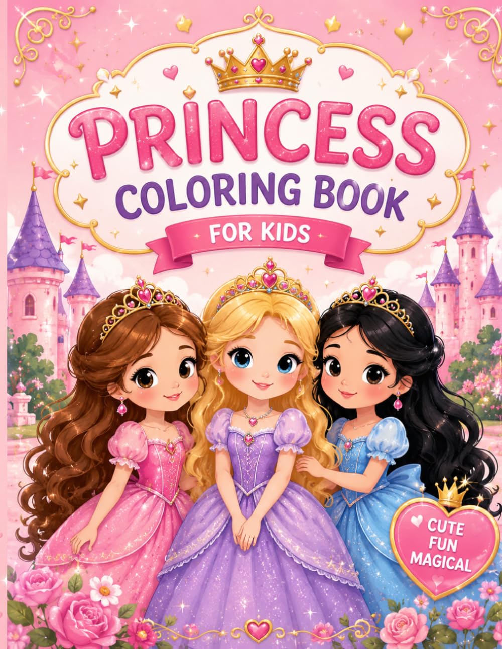 Princess Coloring Book for Girls Ages 4-8: Princess Coloring Book 8.5 x 11 Inches