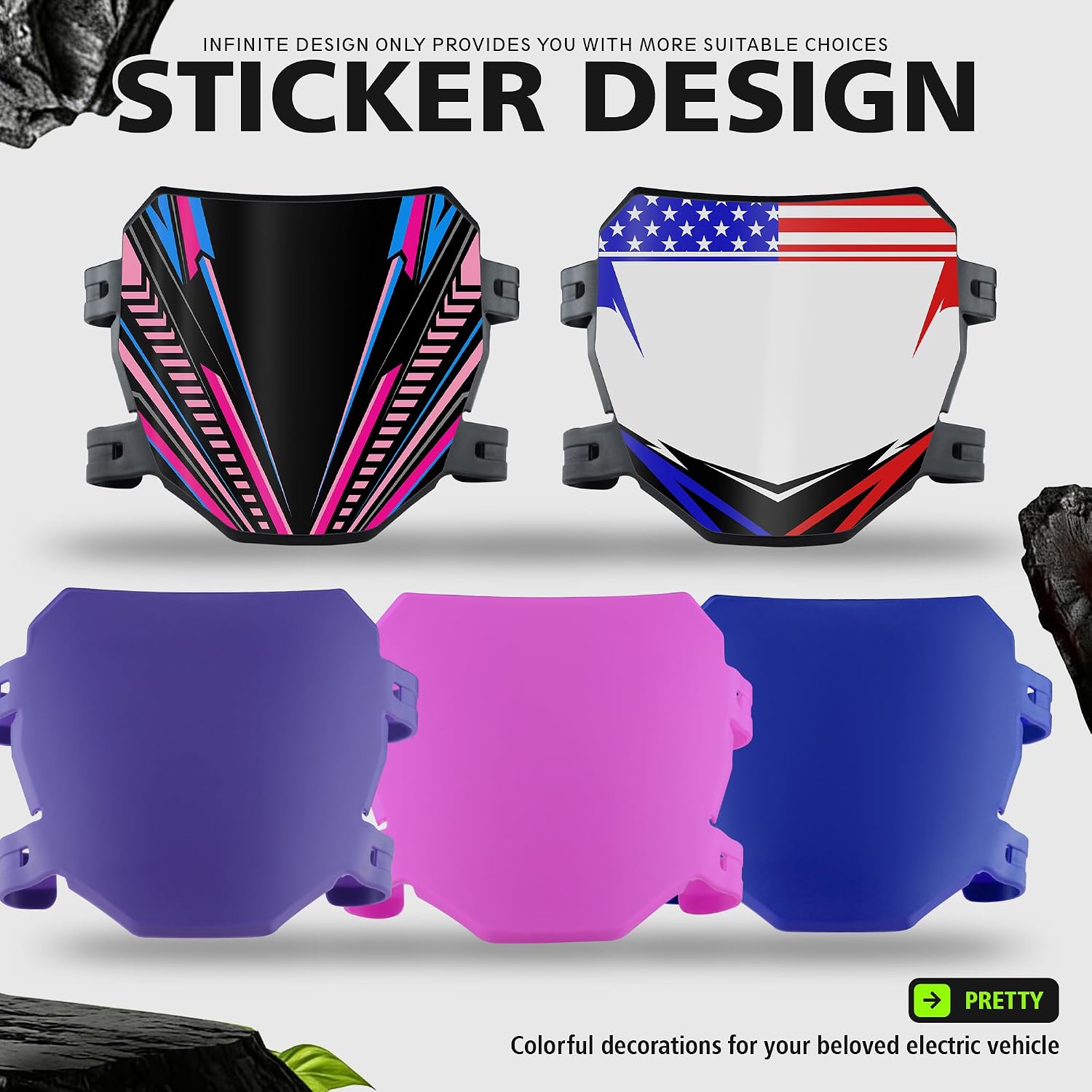 Electric Bike Number Plate - Motorcycle Ebike Front Number License Plate Frames Accessories (Pink)