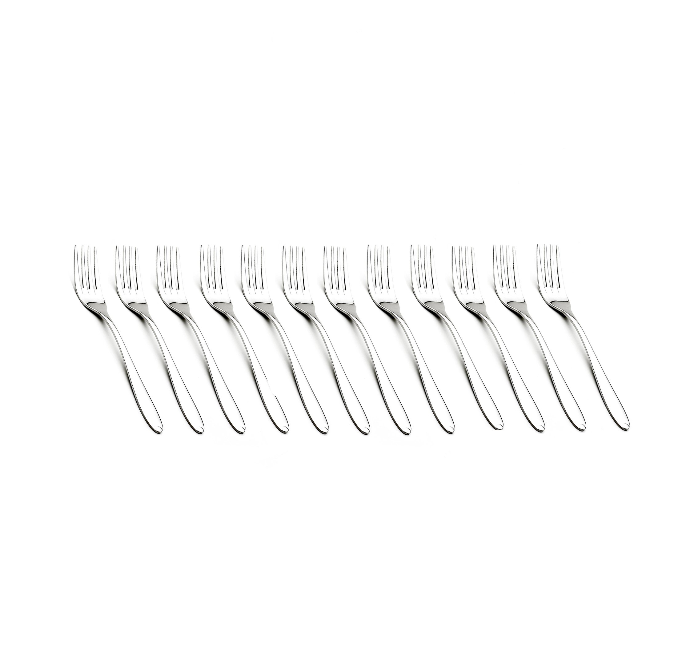 CUISINOX Alpha Pattern Flatware Polished Stainless Steel Silverware, Set of 12 Salad Forks