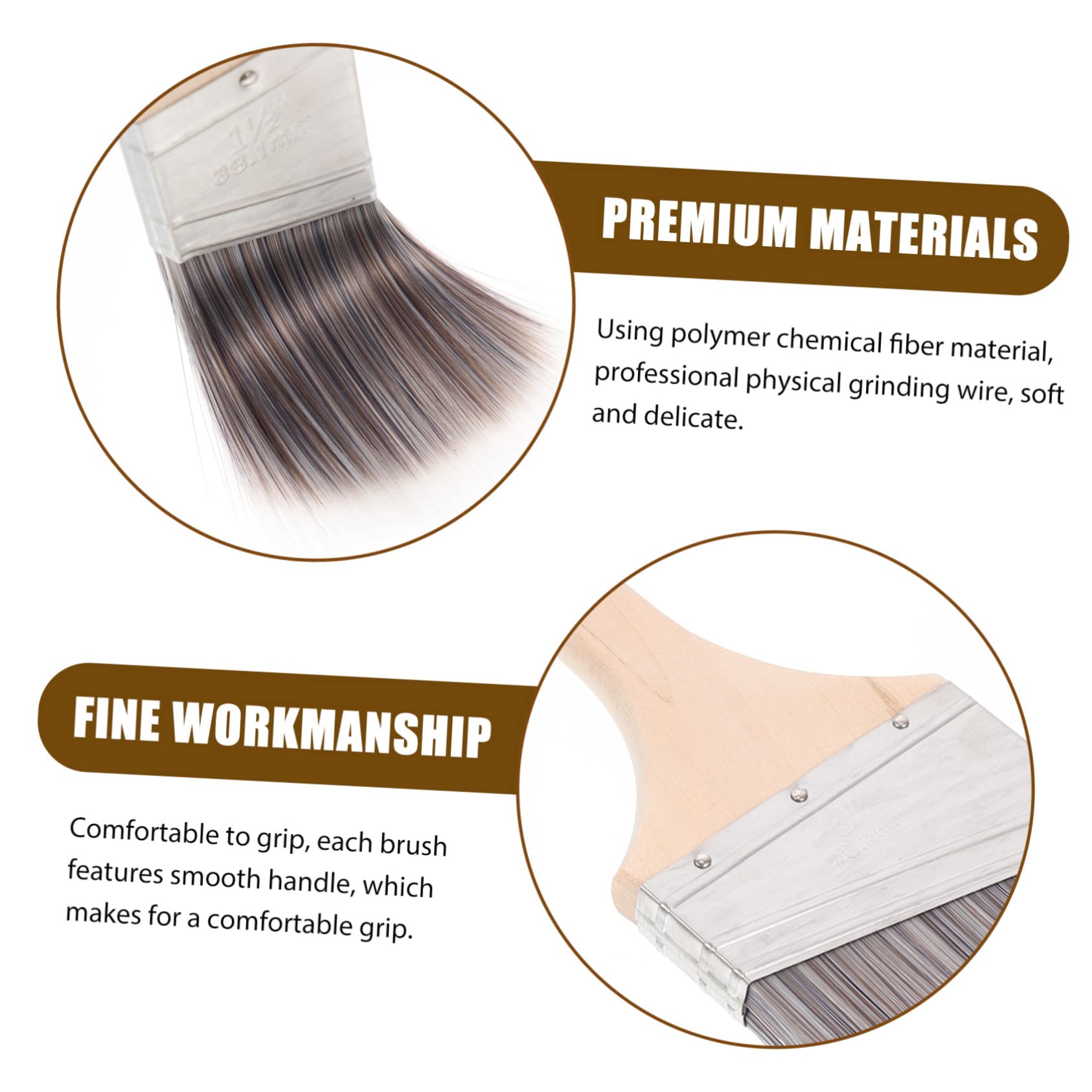 Set di 4 Pennelli per Pittura ad Olio e Acquerello Manico in Legno, Fibre Chimiche, per Studenti e Uso Domestico