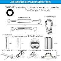 Vista 51 de Kit de suspensión de luces de globo, cable guía de luz para exteriores, cable de acero inoxidable recubierto de vinilo, incluye PVC transparente