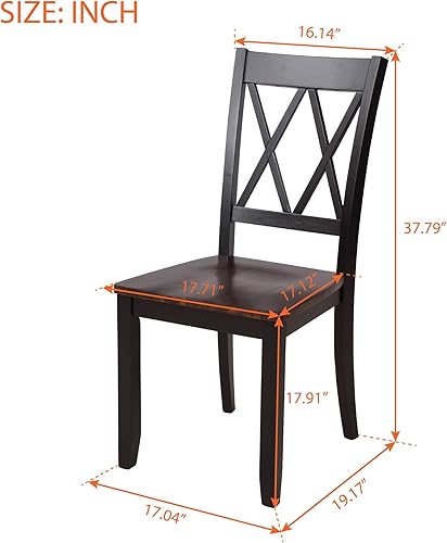 Miniatura 5 de Juego de mesa de comedor de 5 piezas, mesa de comedor de madera con mesa cuadrada y 4 sillas tapizadas para cocina, comedor, familia y apartamento