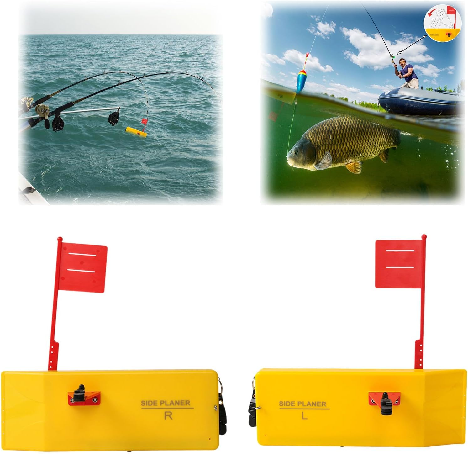 Planer Board for Fishing, Side Planer Board Fishing Tool, Medium Side Planer Board Quick Grip Snap Release for Trolling