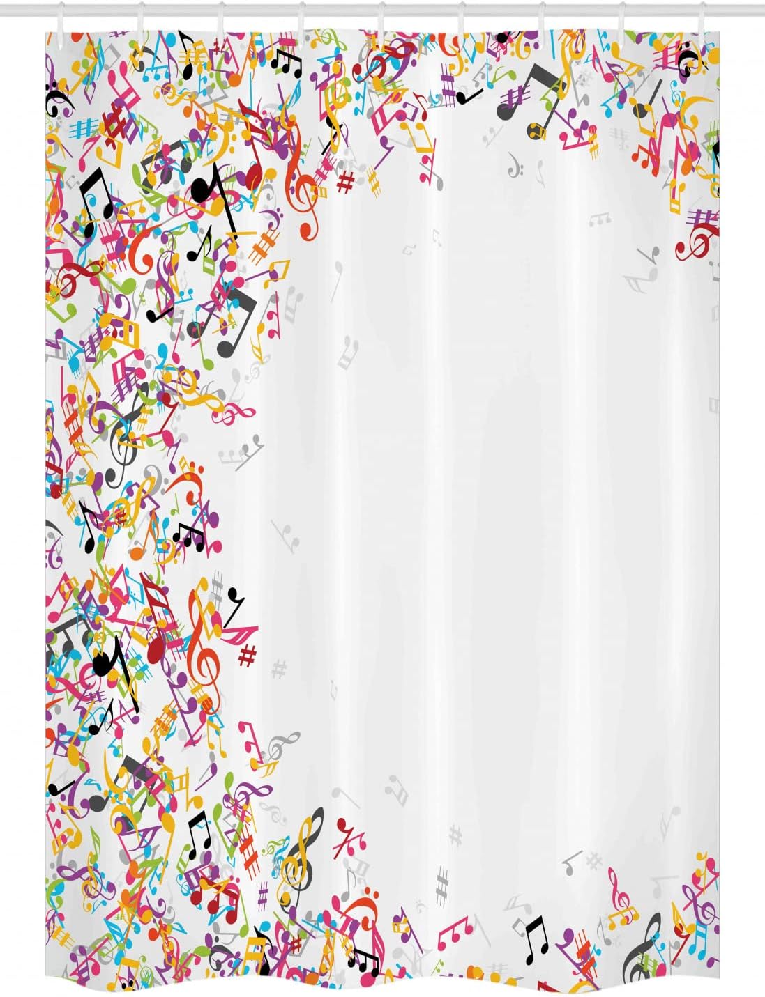 Ambesonne Music Stall Shower Curtain, Colorful Musical Notes Frame Festival Singing Enjoyment Fashion Themed Print, Fabric Bathroom Decor Set with Hooks, 54" W x 78" L, Burgundy White Coral