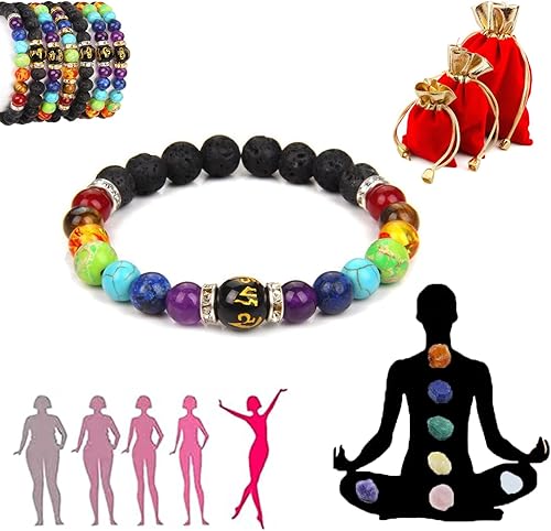 Pulsera Arus 7 Chakras, Pulsera Arus 7 Chakras Original, Healthbangle Pulsera de Chakra de Drenaje Linfático, Pulsera de 7 chakras con piedras