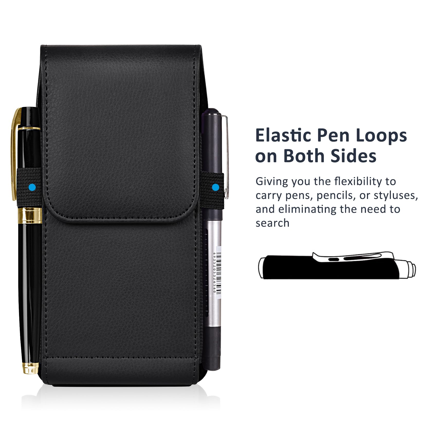 ACCKUO Funda de Piel para teléfono con Clip de Metal Fuerte para cinturón y Cierre magnético Compatible con Samsung Galaxy S25/S24/S23/S22/S21/S20 Ultra, XL, Negro