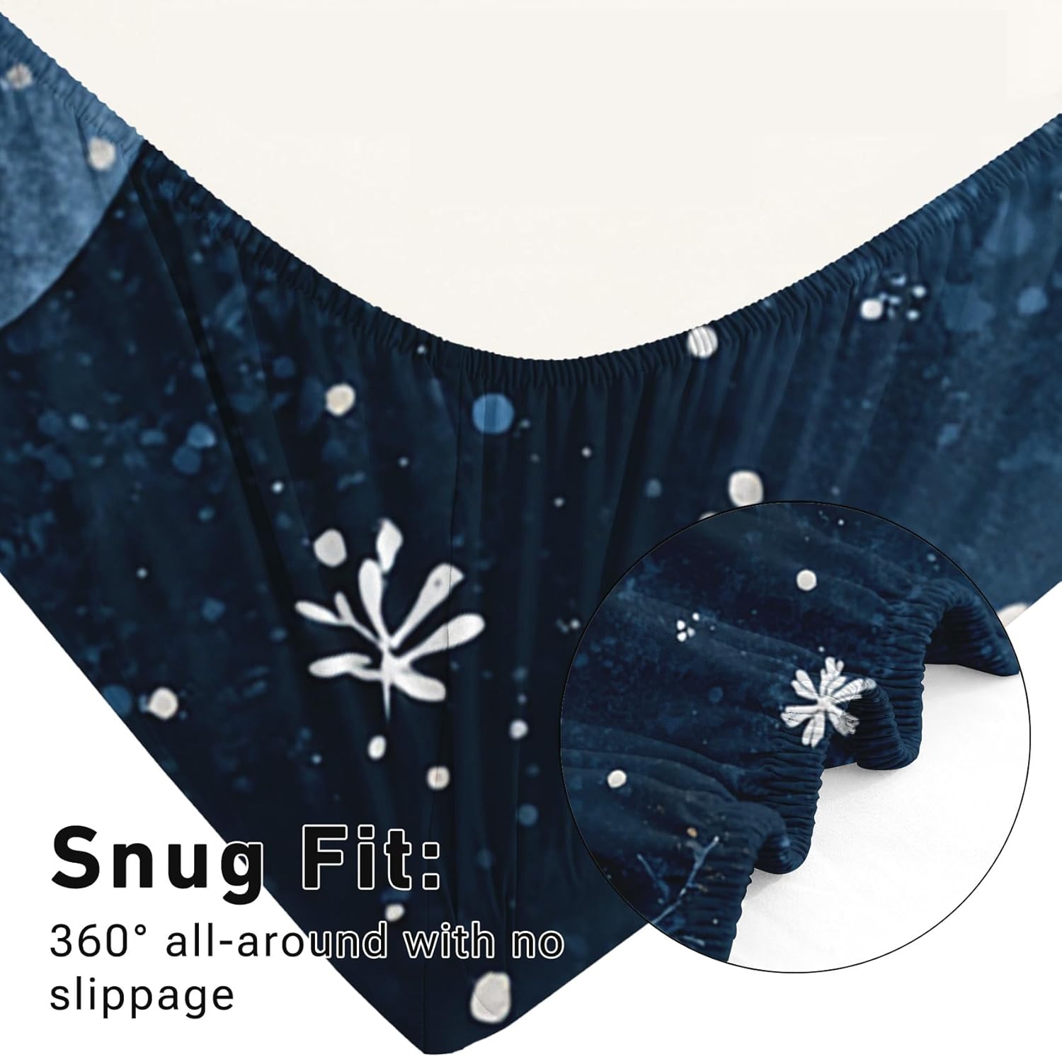 Snowman Sheets Queen Size - Cute Christmas Navy Blue Winter Snowflake Bed Sheet Set - Deep Pocket Soft Microfiber Bedding Set 4 Piece - Fitted Flat Sheet Pillowcases - Xmas Bedroom Decor & Gifts