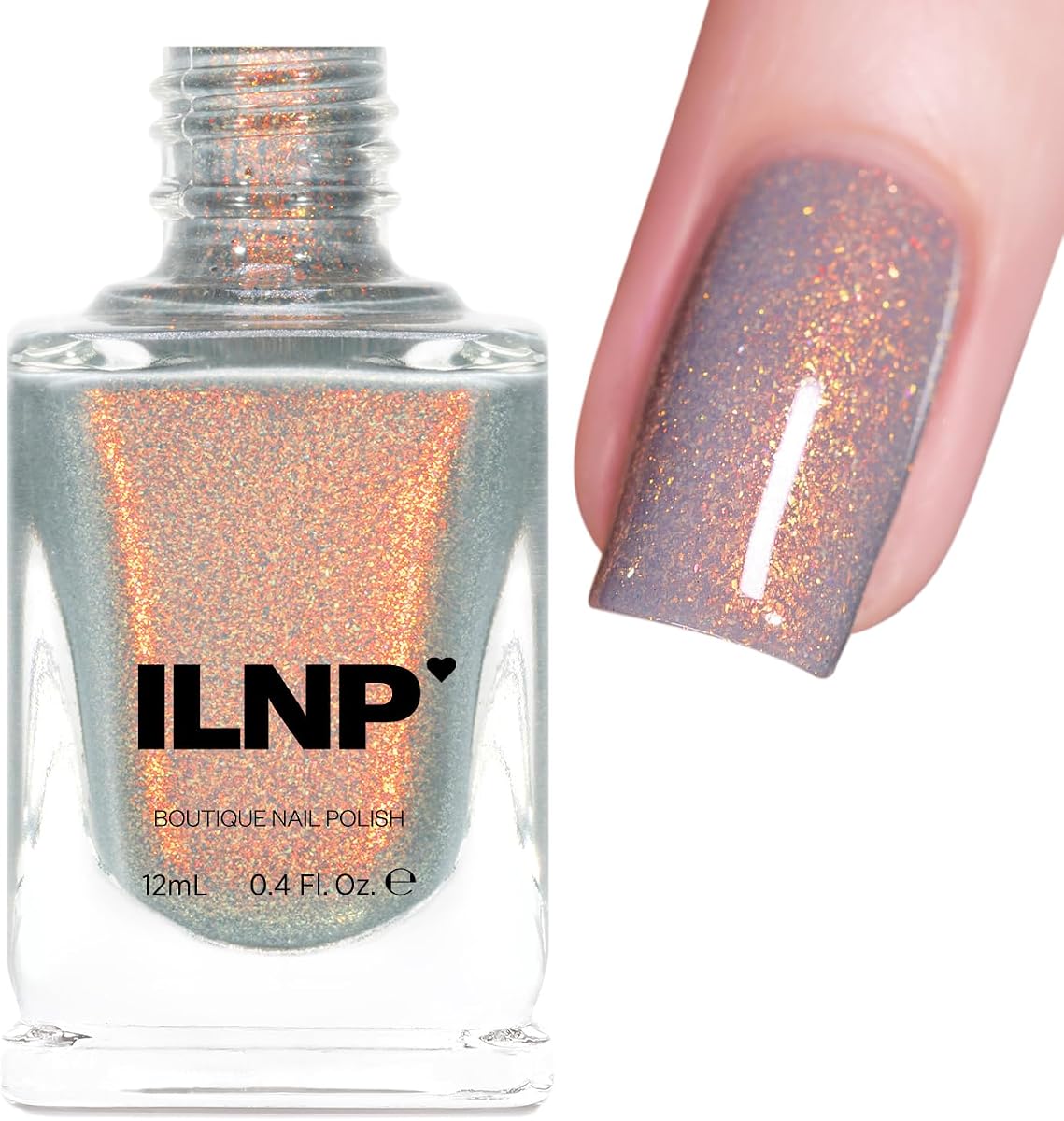 ILNP Flicker - Esmalte de uñas brillante gris claro parpadeante