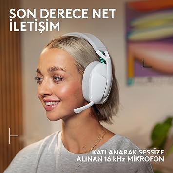 Logitech G G321 LIGHTSPEED Kablosuz Kulak Üstü Oyuncu Kulaklığı, Bluetooth, Hafif 210 gr, Konforlu, 16 kHz Boom Mikrofon, 20 Saat Pil Ömrü, Beyaz
