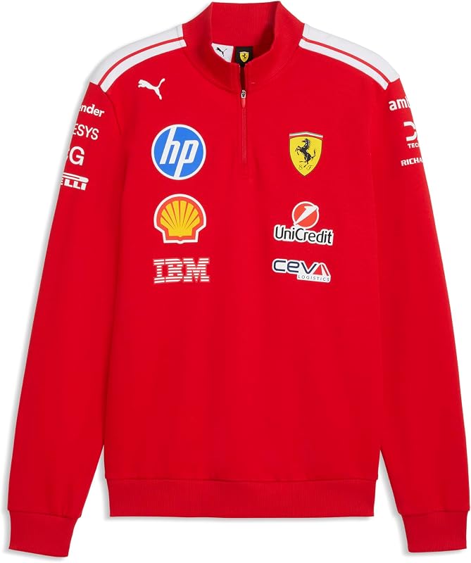PUMA Scuderia Ferrari F1 2026 Men's Team T7 1/2 Zip Sweater | All the latest team and partner logos, Unisex regular fit, PUMA - official partner, Officially licensed