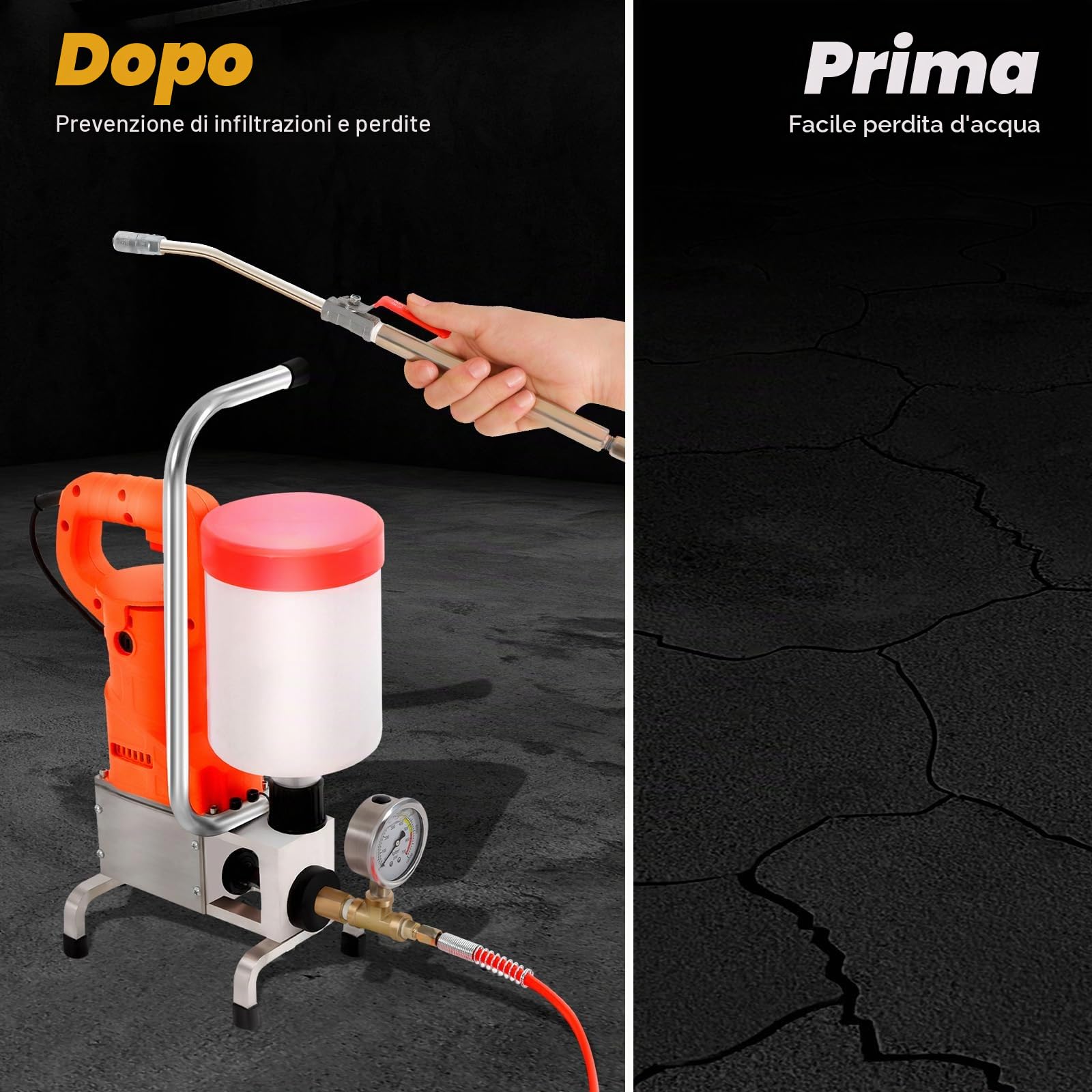 Pompa per iniezione ad alta pressione, pressatrice ad alta pressione, tenuta efficace, poliuretano e resina epossidica, 720 W, 10.000 Pai