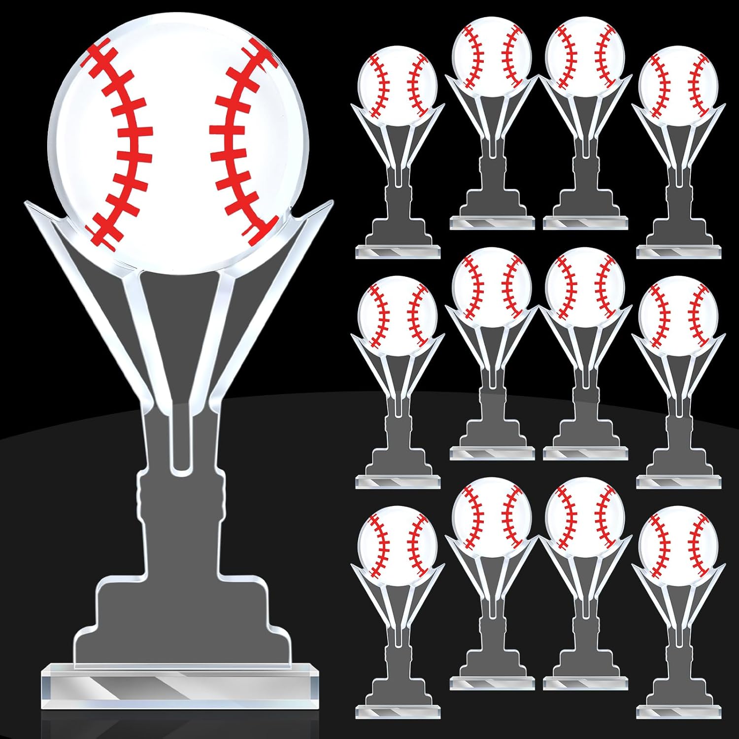 12 Pcs Acrylic Trophy Small Basketball Award 6.69 x 2.95 Inch Championship Game Baseball Softball Prize Keepsake Acrylic Coach Gift for Athlete Sports Lover Gift Party Favor