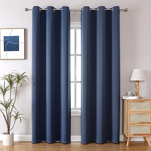 Miniatura 24 de ChrisDowa - Cortinas blackout con ojales para habitación y sala, juego de 2 paneles de cortinas con aislamiento térmico, gris oscuro, 42 x 63